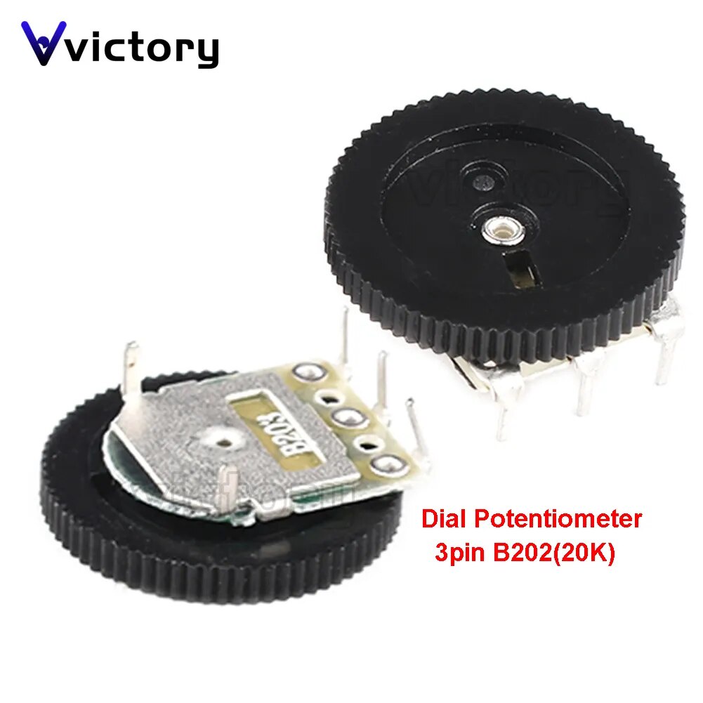 10pcs 3Pin 16*2mm Double Gear Tuning Dial Potentiometer B203 20K Dial
