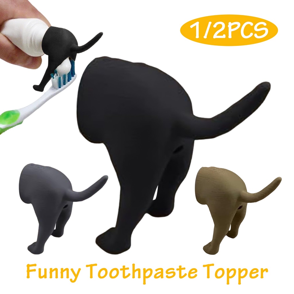 1/2Pcs Funny Pooping Dog Butt Toothpaste Topper Creative Toothpaste ...