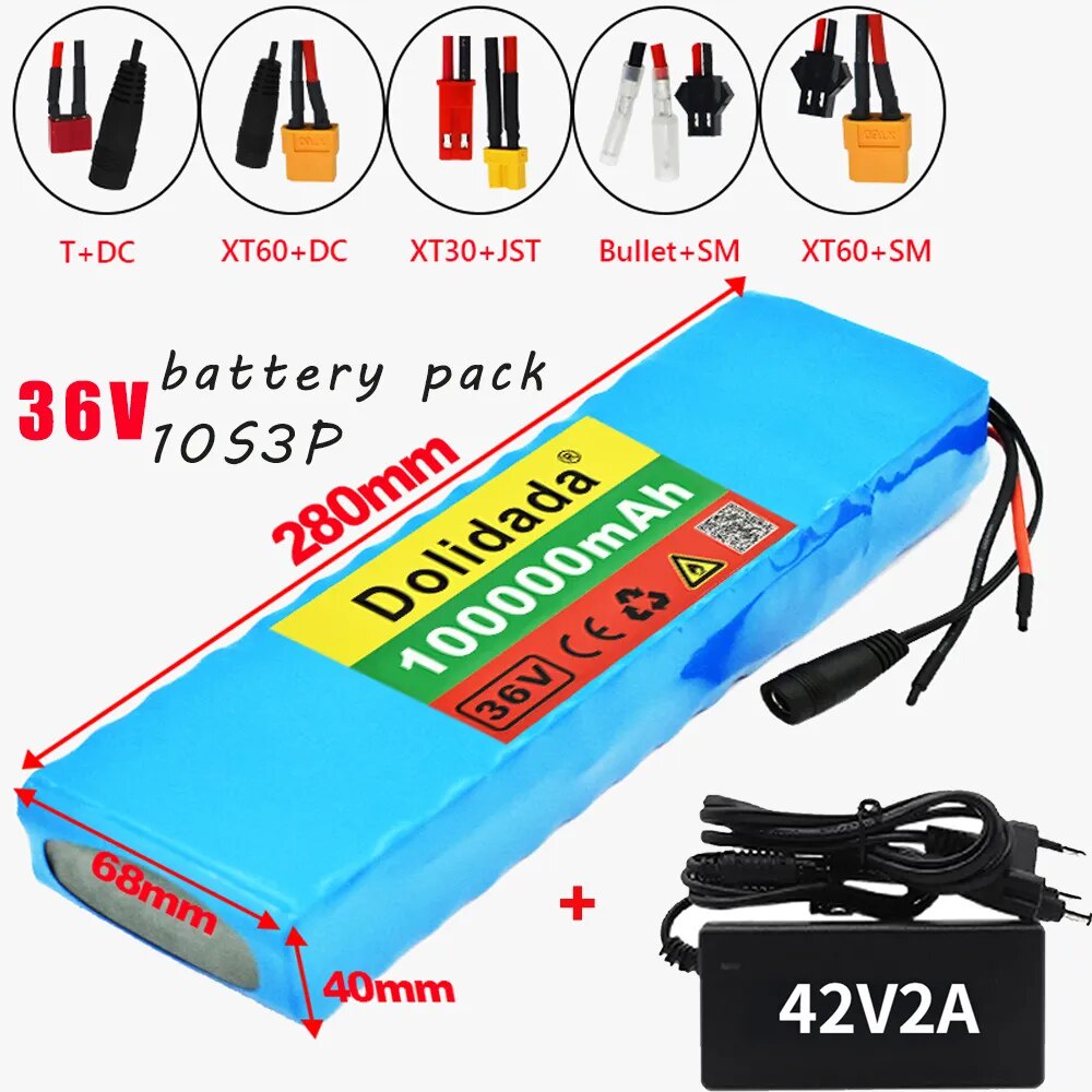 10S3P 36V 100Ah Battery Pack 18650 Li-Ion Batteries 350W 500W for High ...