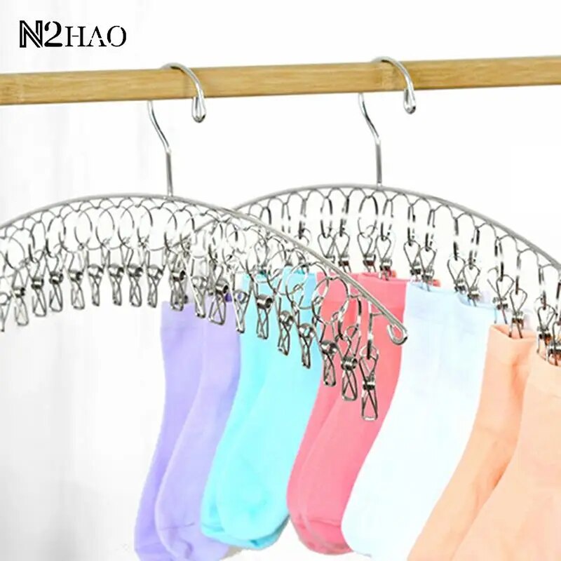 6/8/10/20 Clips Sock Laundry Airer Hanger Underwear Holder Stainless ...