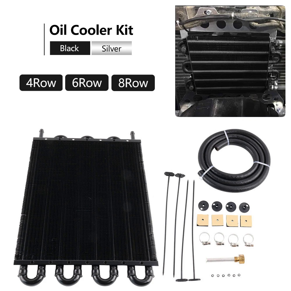 4 Row 6 Row 8 Row Aluminum Universal Oil Cooler Kit Oil Radiator Car