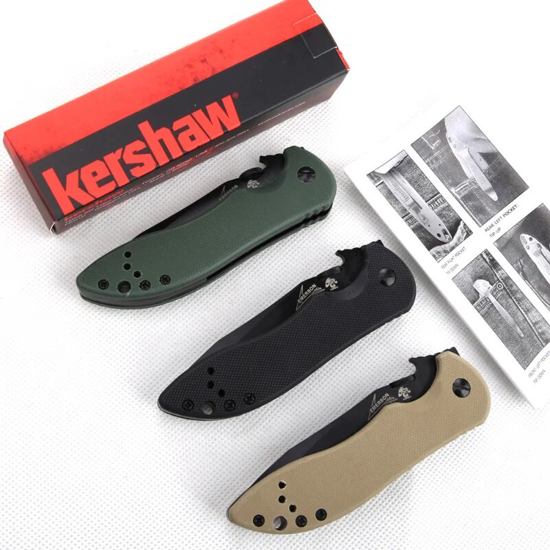 ★Quality KERSHAW 3655 Black Outdoor Folding Knife Portable Pocket Clip