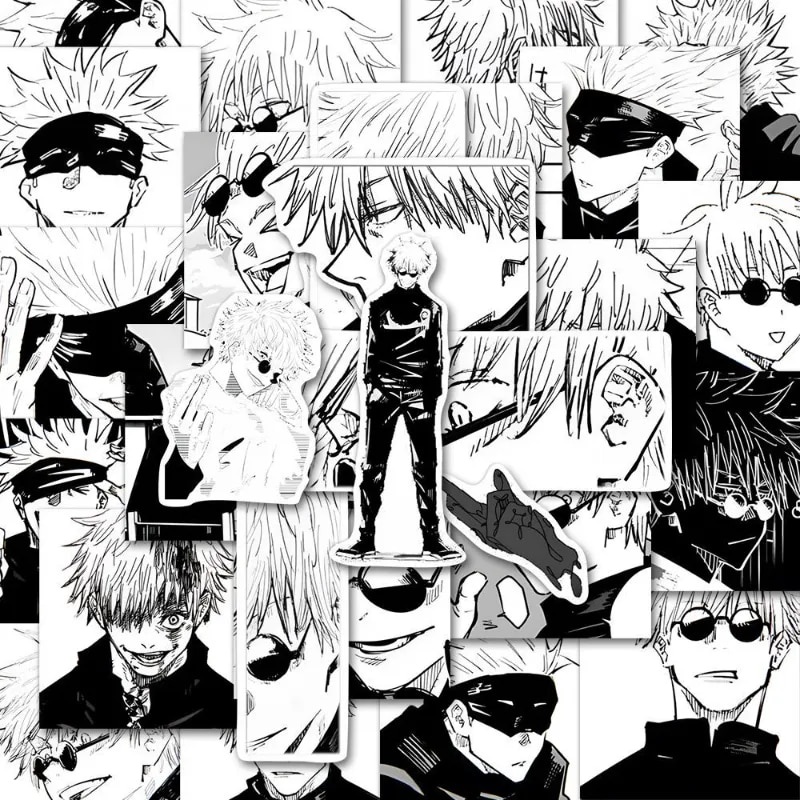 Jujutsu Kaisen Anime Sticker Gojo Satoru Black White Manga Style ...