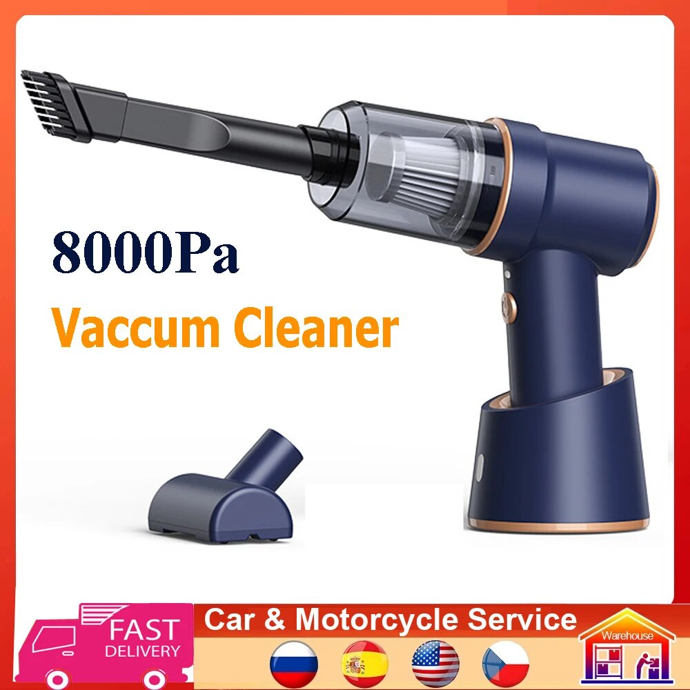 2 in 1 Car Vacuum Cleaner Kit Dust Blower Wireless Charging Compressed