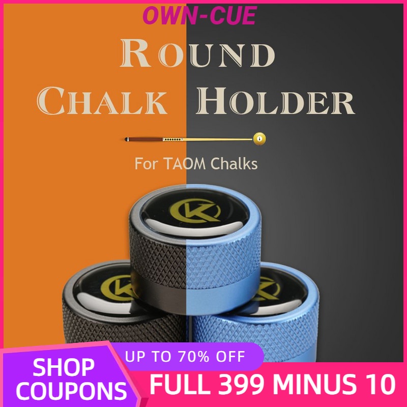 ☍KONLLEN Round Taom Chalk HolderPortable Metal Cue Chalk Holder Case