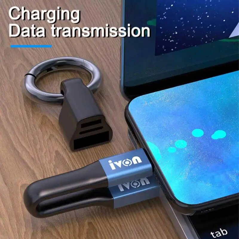 ☢2 In 1 USB Mobile Data Cable With Keychain 3A Fast Charging Cable ...