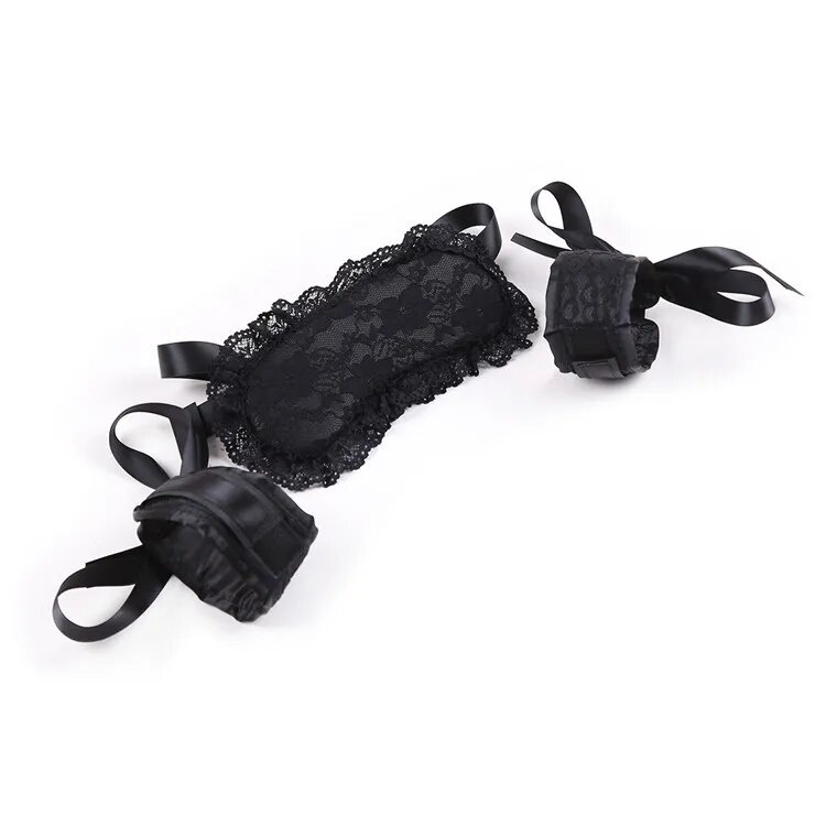 Sexy Lingerie Hot Erotic Lace Padded Eye Mask Blindfolded Patch Bdsm Handcuffs For Sex Fetish