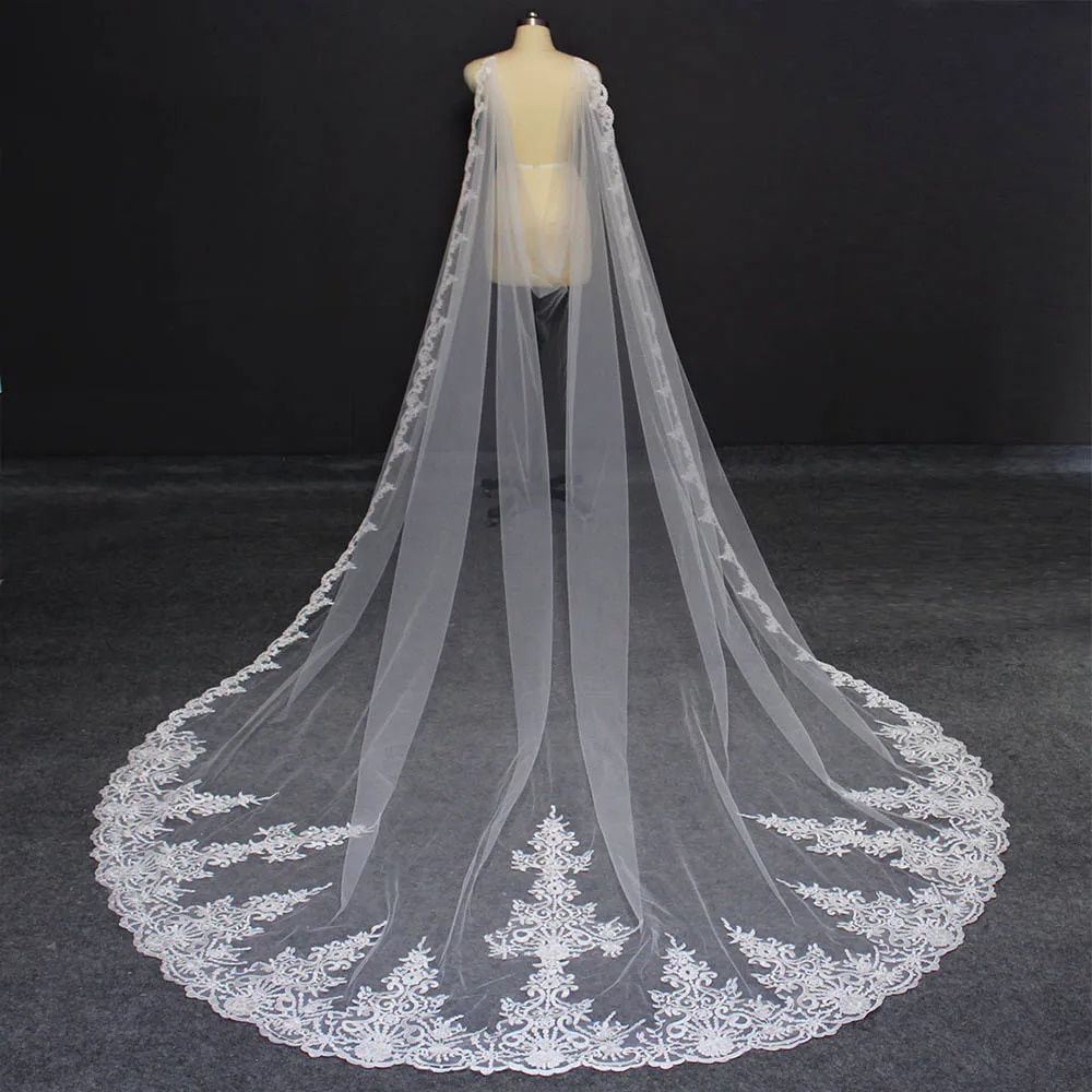 30v Real Photo High Quality Lace Long Bridal Bolero 3.5 Meters White ...