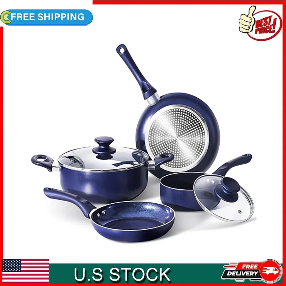6 Pieces Pots and Pans Set,Aluminum Cookware Set, Nonstick Ceramic