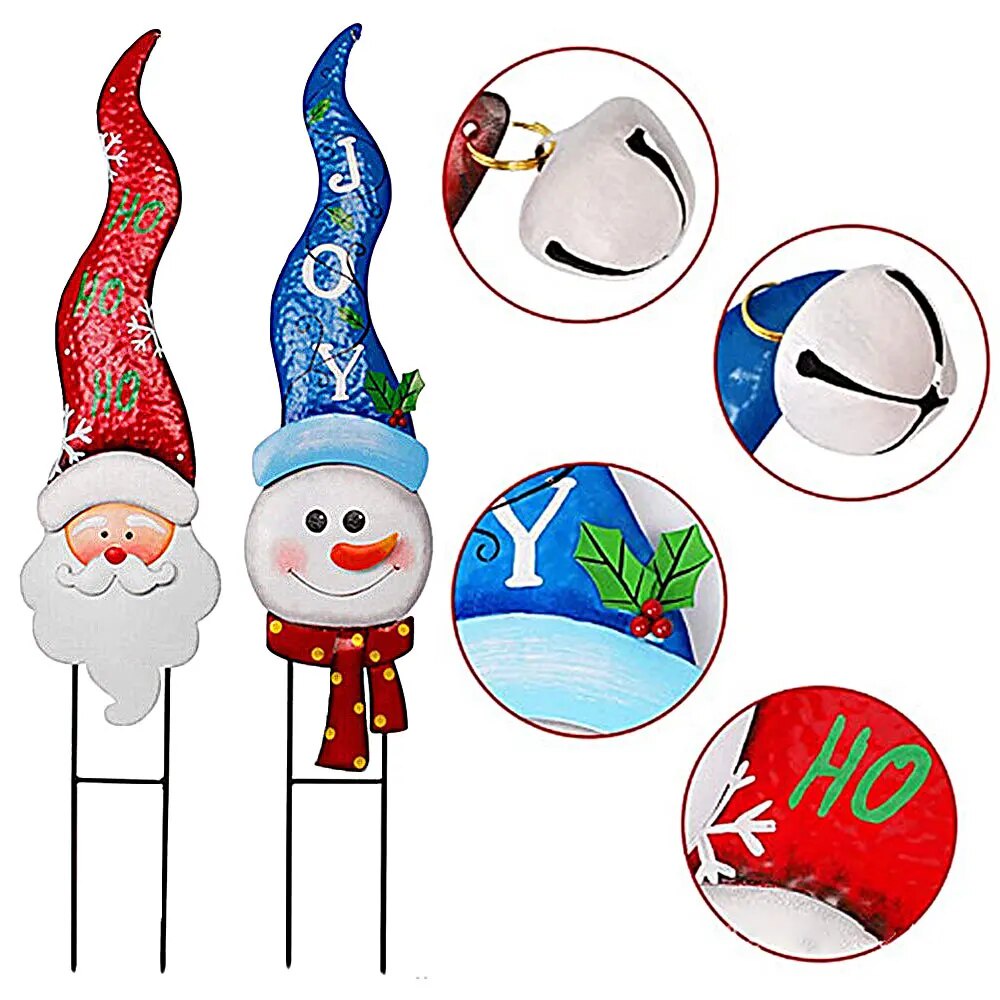 ♠Merry Christmas Yard Stake Sign Decoration Snowman Santa Claus Garden