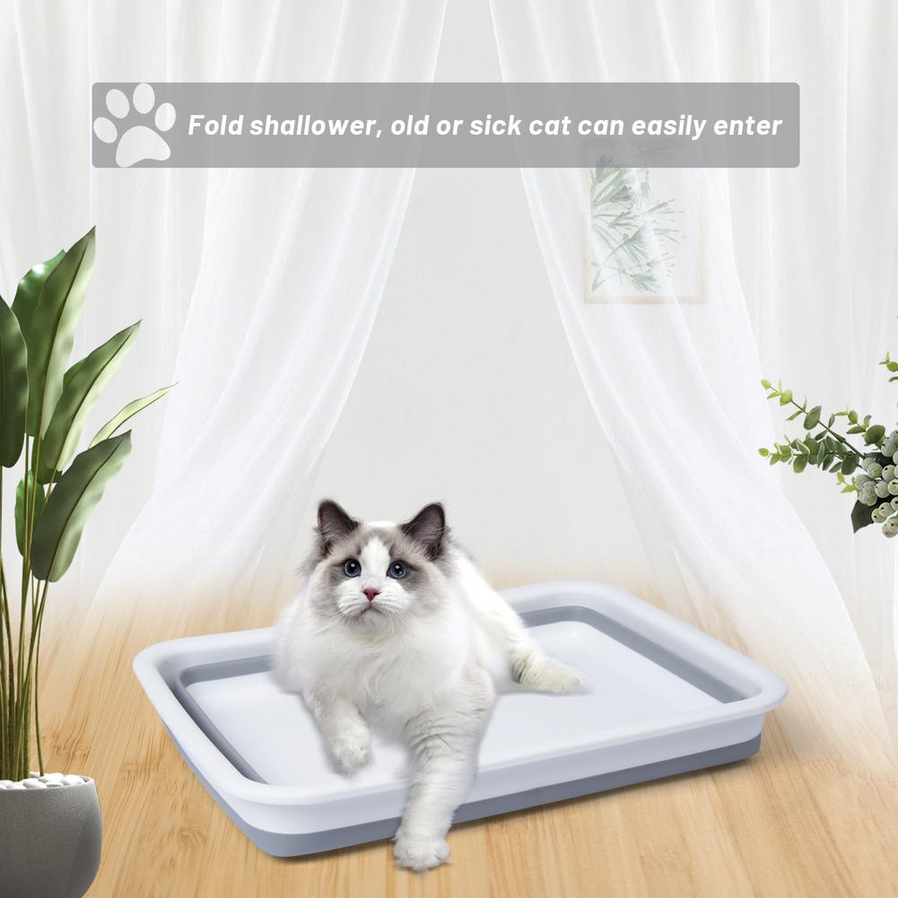 ⚜YOUZI Open Cat Litter Box Kitten Potty Pan Foldable Waterproof Cat ...