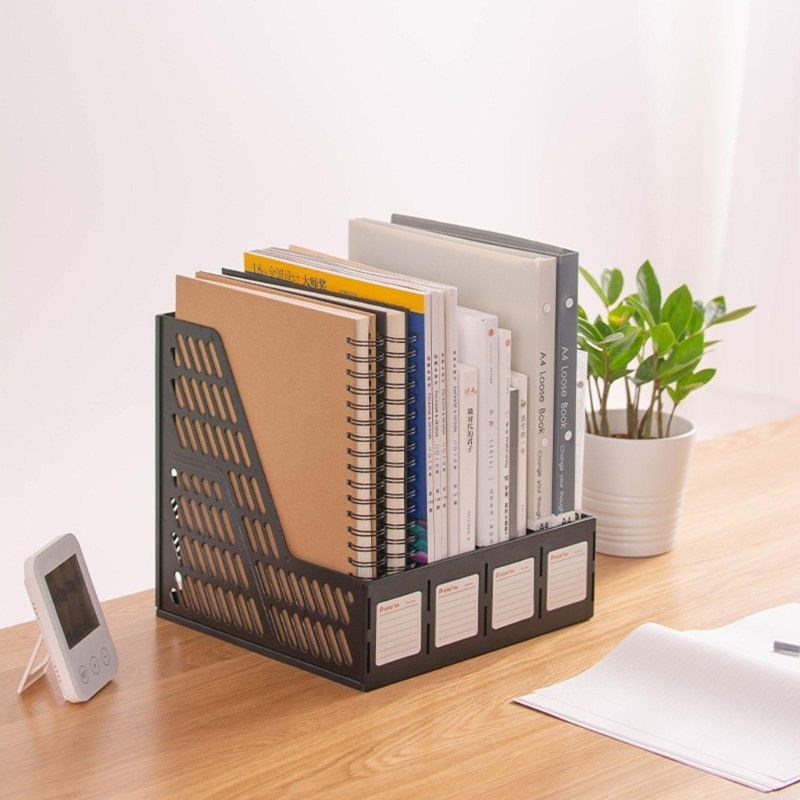 【File Holder with 4 Vertical Compartments Large Capacity Magazine