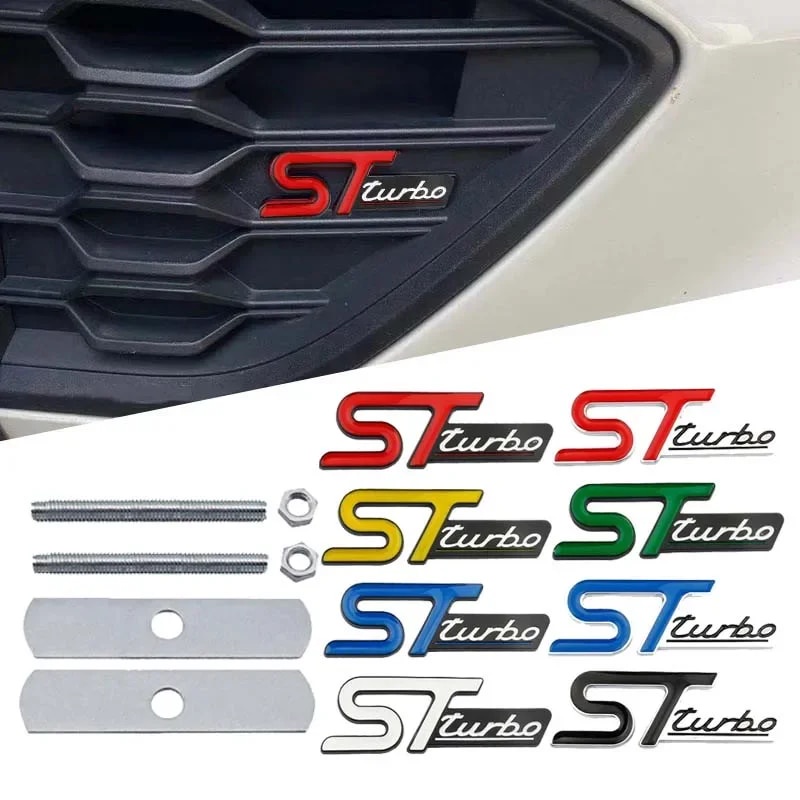 Gloss Orange & Black ST Badge Kit – Front Grille & Rear Emblem For Ford Fiesta Focus Mondeo Kuga