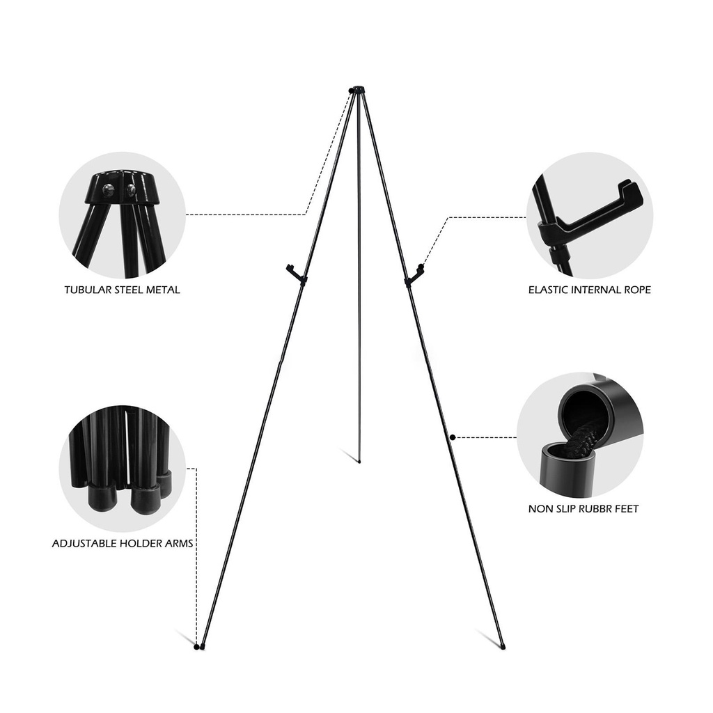 ☛Tripod Display Easel Stand Stable Painting Art Easel Metal Easel Artist Easel for Wood Board We
