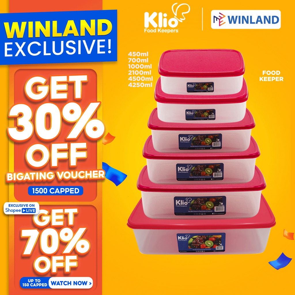 KLIO by Winland Rectangular Stackable Food Keeper Plasticware