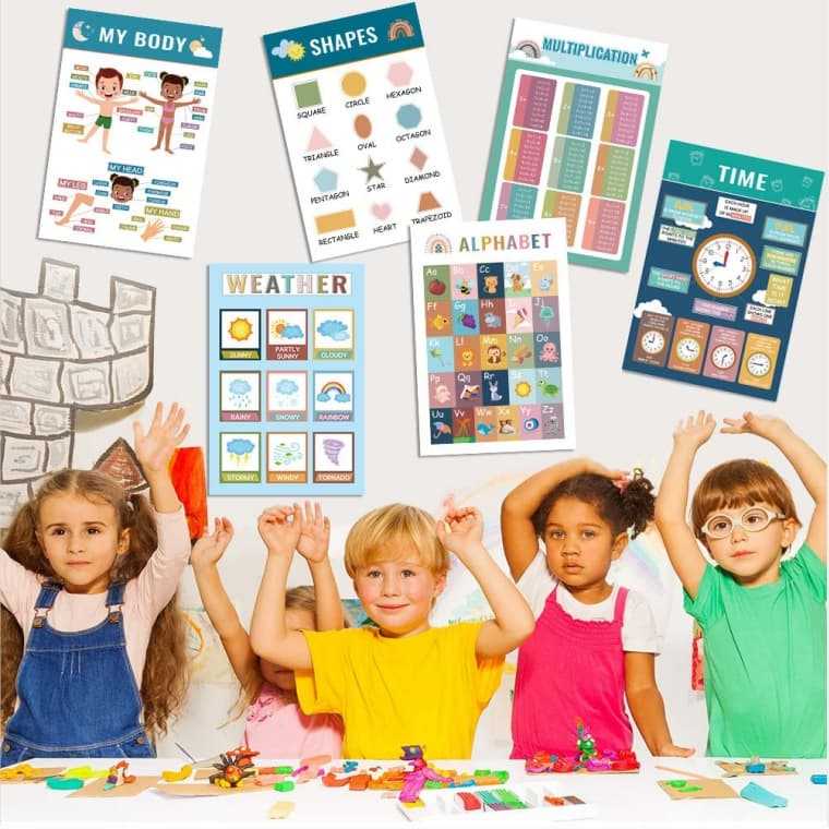 23PCS Early Education Poster Kids Learning Wall Charts Set Toddlers