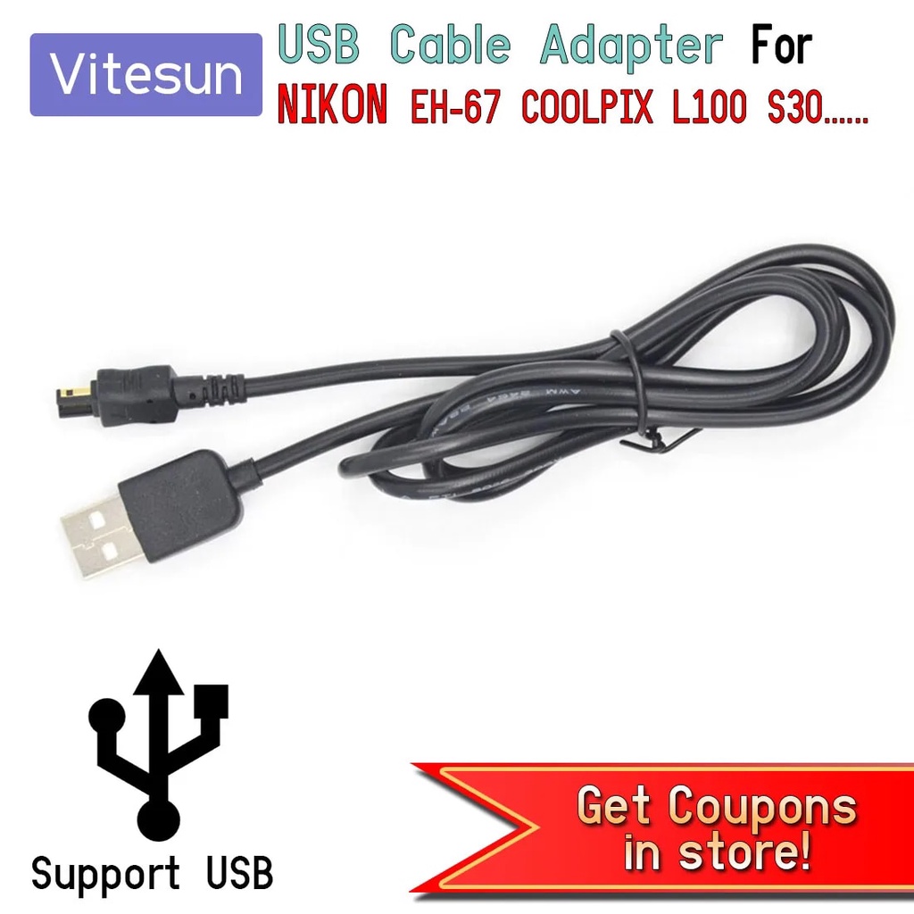 EH67 USB Cable Adapter EH67 Charger DC Cable for Nikon Coolpix L100 L105 L110 L120 L310 L320 L
