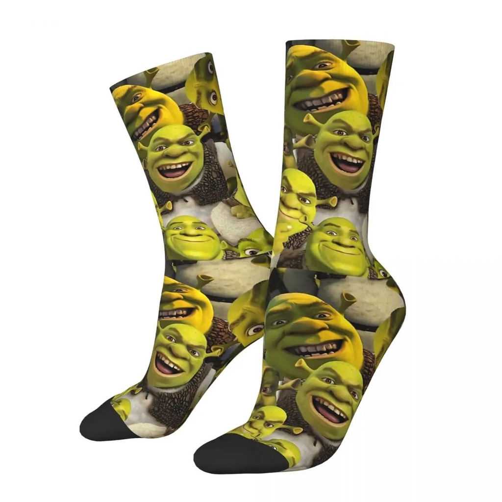 ☍Funny Happy Men's compression Socks Shrek Vintage Harajuku Meme Hip