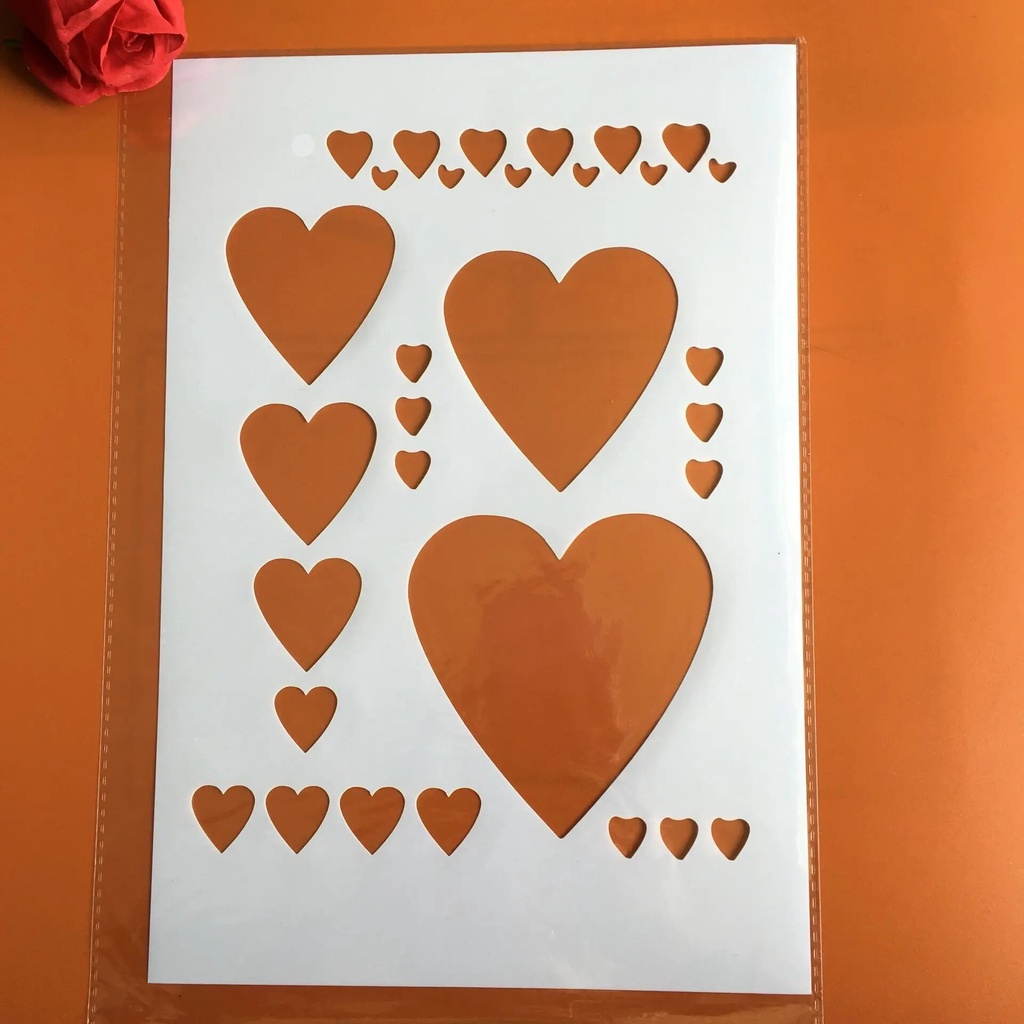 A4 29 * 21cm Heart Pentagram DIY Stencils Wall Painting Scrapbook ...