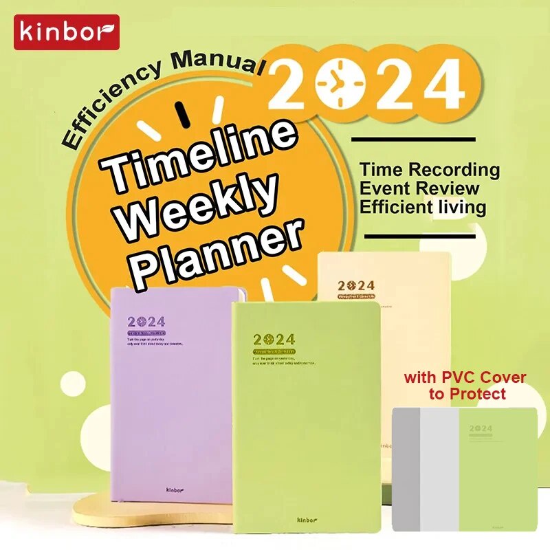 ☂Kinbor 2024 Timeline Weekly Plan Notebook Calendar Self Disciplined