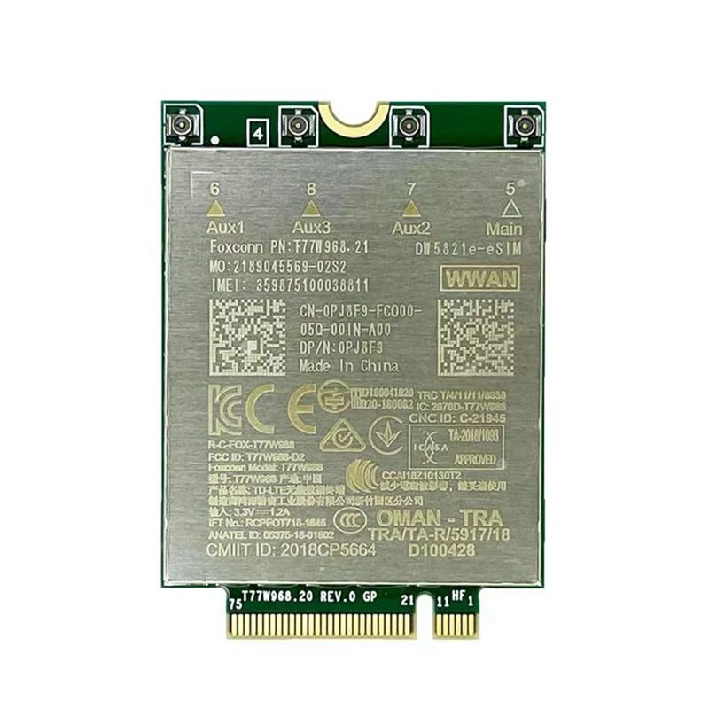 954 T77W968 For Dell DW5821E LTE Cat16 GNSS 5G WWAN Card Module ...
