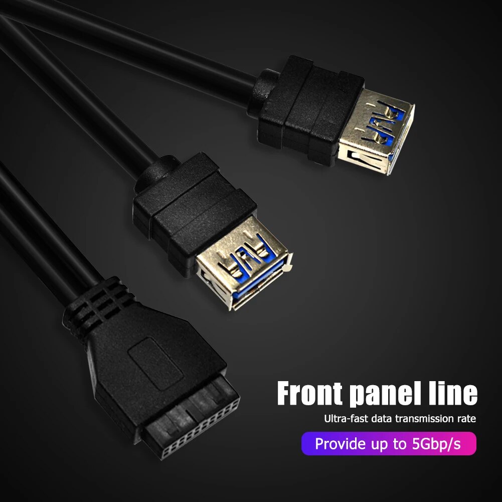 20 Pin to 2 USB 3.0 Front Panel Cable Adapter Environmental Protection ...