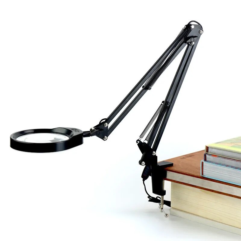 69T Flexible Clampon Table Lamp with 10x 20x Magnifier Glass Swing Arm