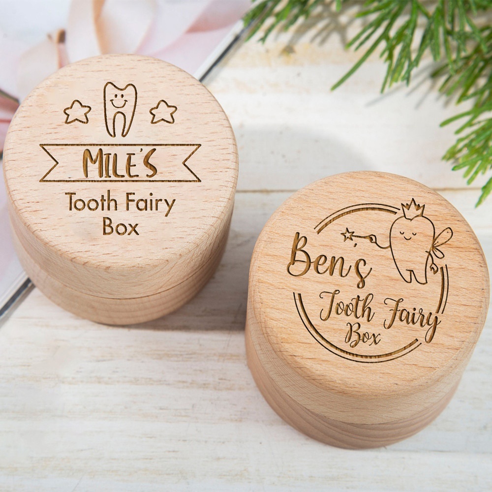 Personalised Baby Wooden Tooth Box Milk Teeth Storage Collect Teeth ...