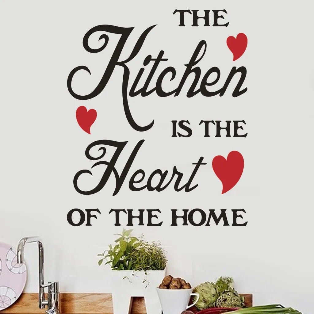 The Kitchen Is The Heart of The Home Wall Sticker Removable DIY Letter ...