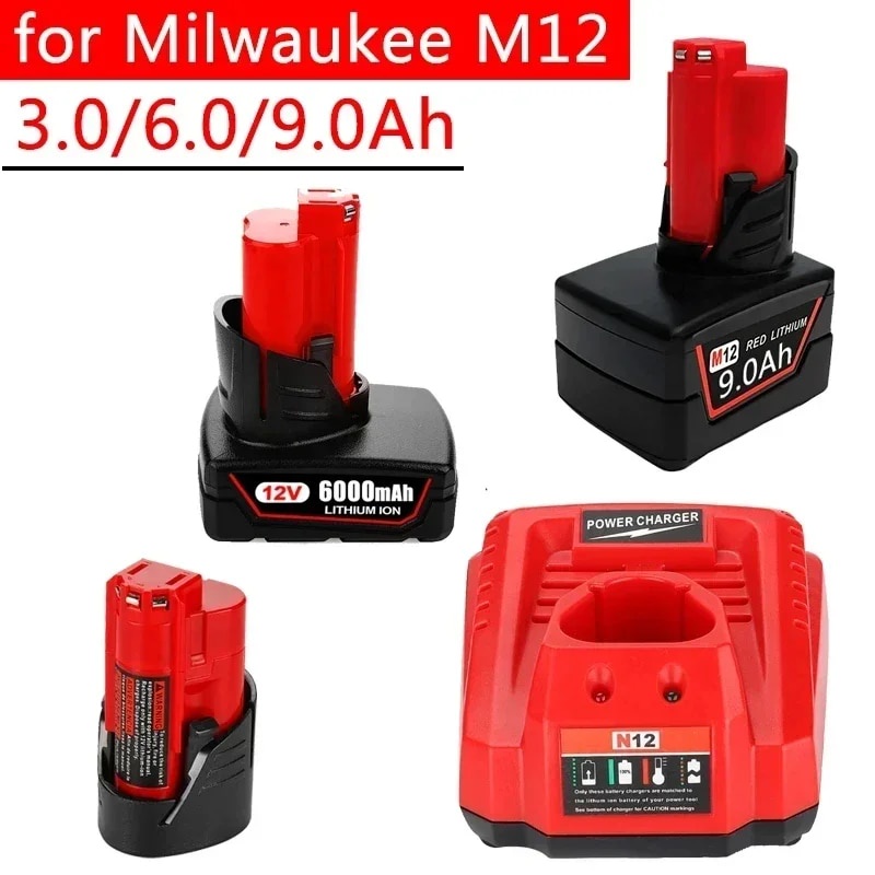 12v Milwaukee Tools Rechargeable Battery M12 Xc, 3.0 Ah 6.0 Ah 9.0ah 