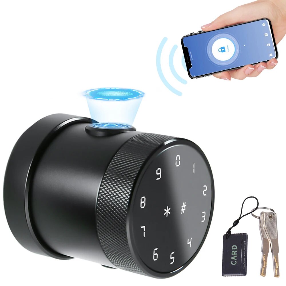 5-in-1Keyless Entry Biometric Door Knob with Keypad BT Tuya App Remote ...