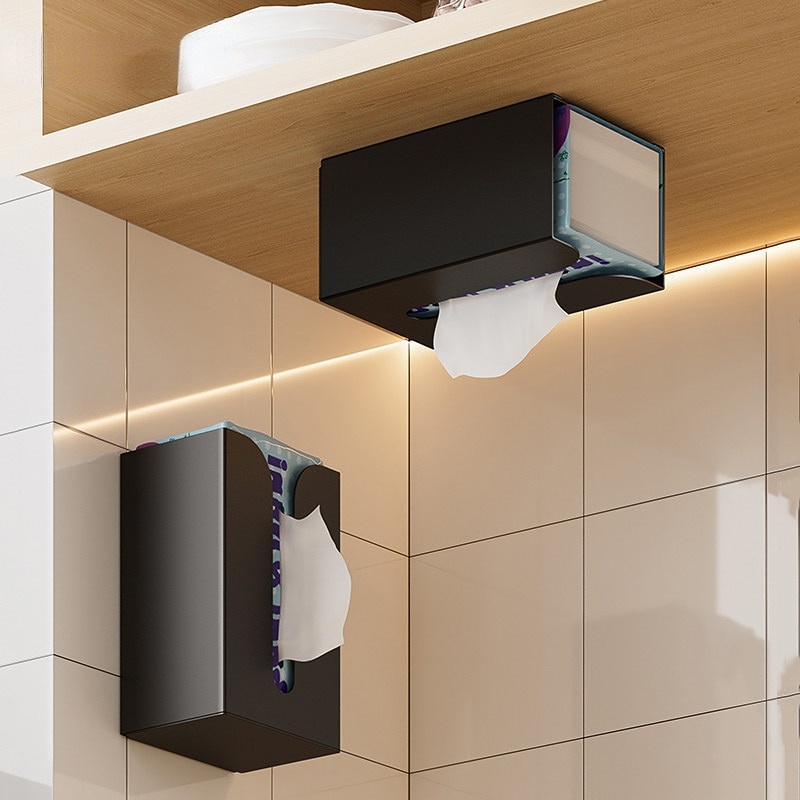 Non-punching Wall Hanging Aluminum Tissue Box Toilet Storage Rack ...