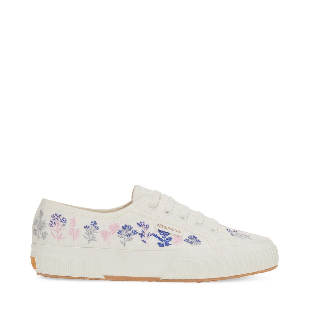 Superga Women s 2750 Organic Flowers Embroidery Sneakers White Avorio Blue Pink Shopee Philippines