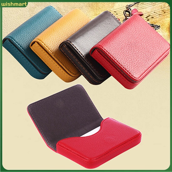 Faux Leather Magnetic Closure Large Capacity Credit Card Holder ...