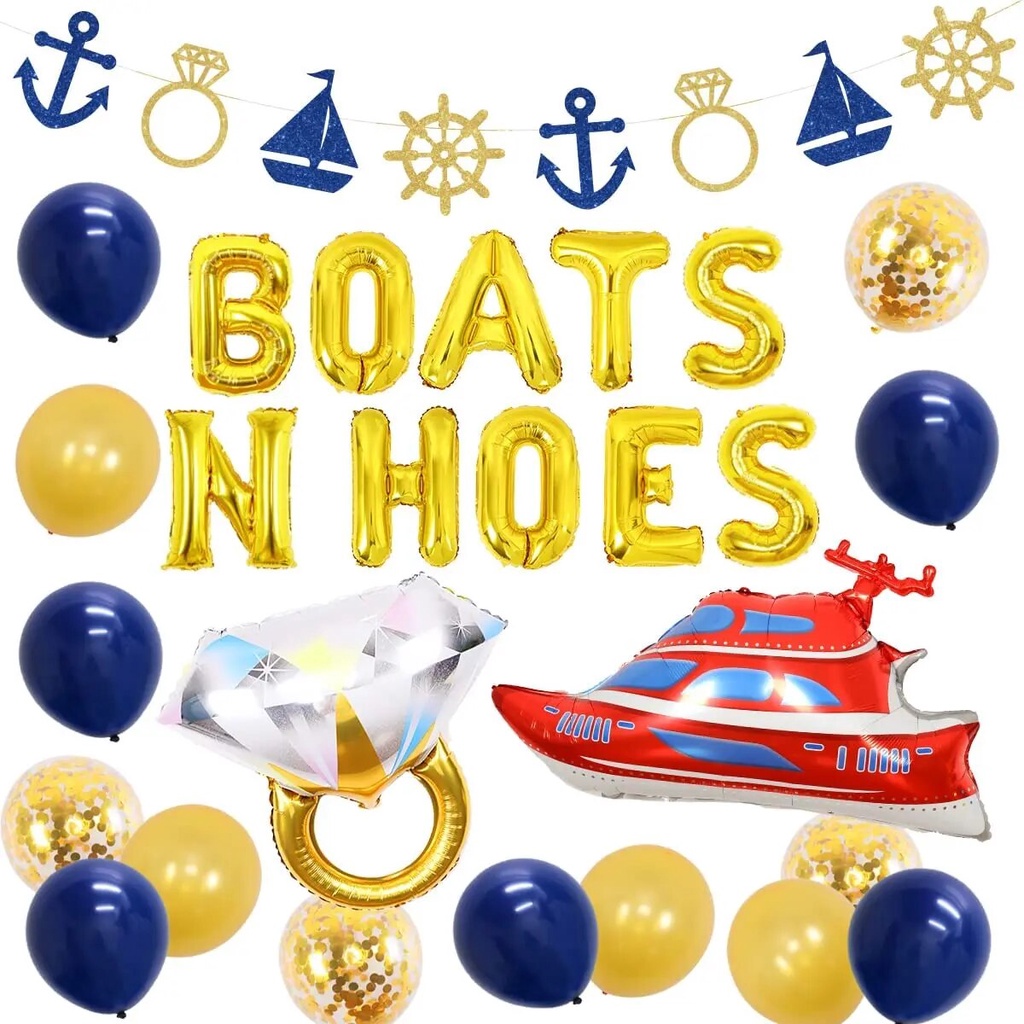 70T Funmemoir Boats N Hoes Bachelorette Party Decorations Gold Nautical