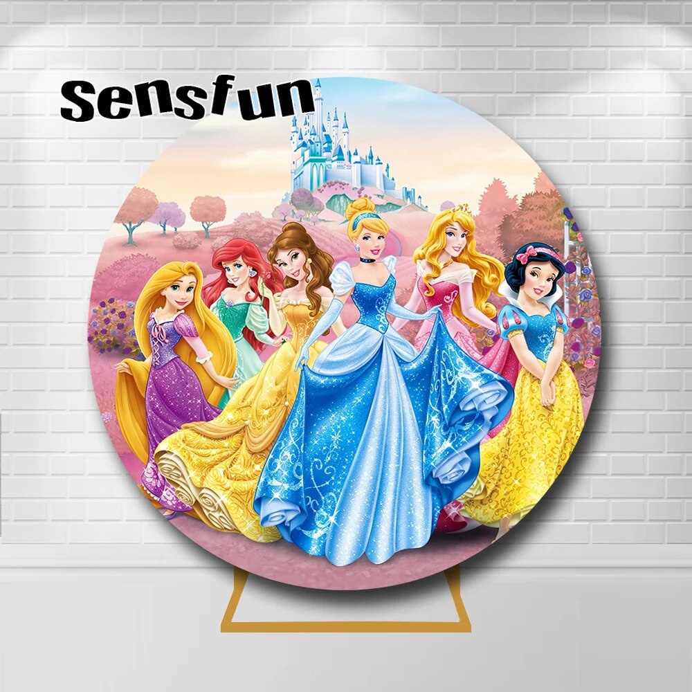 79Z Princess Girls Birthday Party Round Backdrop Cover For Photography ...