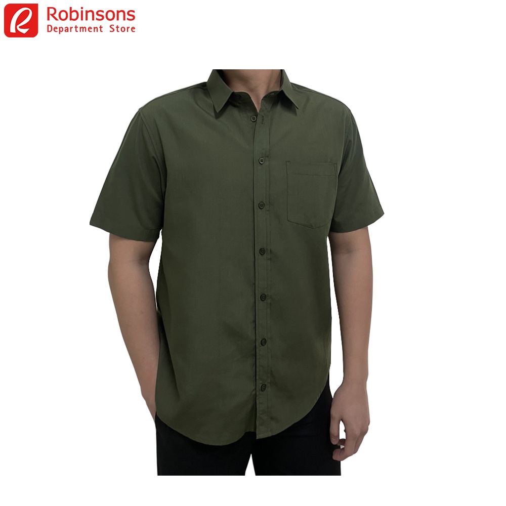 Executive Men's Plain Woven Polo (Army Green) | Shopee Philippines