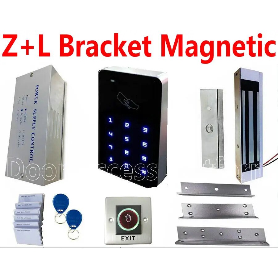Z&L Bracket Magnetic lock Backup LED light Pin code+ EM ID card or MF ...