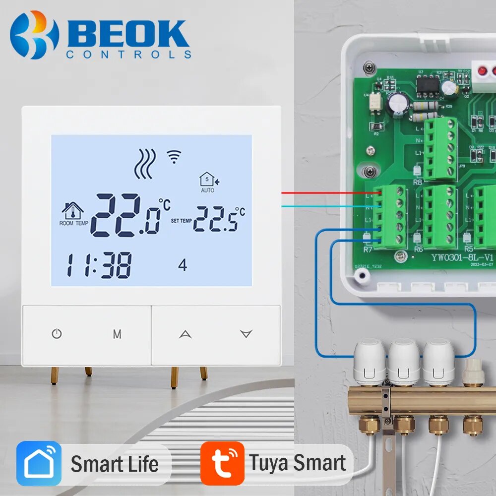 Beok Multi Zone Heating Smart Wifi Thermostat Hub Controller 8-Channel ...