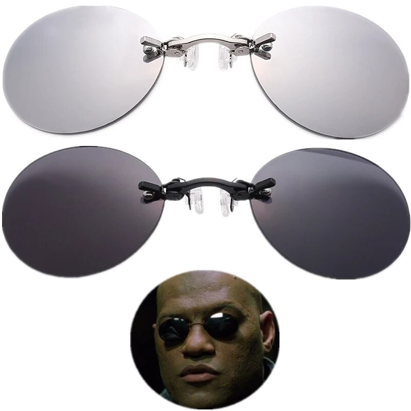 85h The Matrix Morpheus Cosplay Eyewear Clip On Nose Glasses Round ...