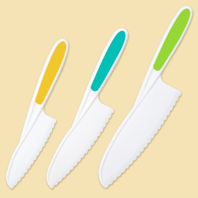 1/3Pcs Plastic Fruit Knife Sawtooth Safe Kitchen Knife Kids Chef For