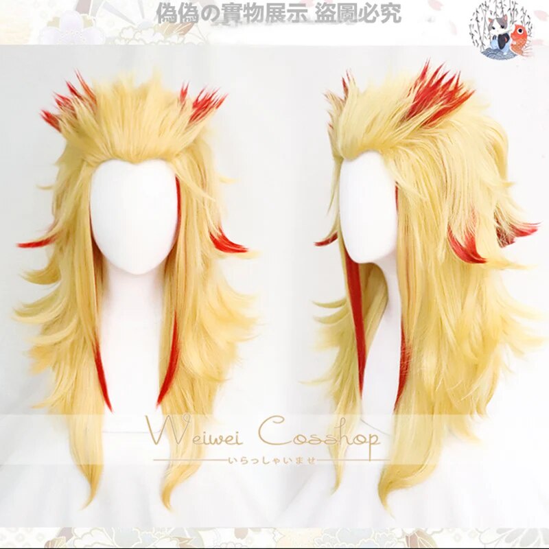 74x Demon Slayer Kimetsu no Yaiba Rengoku Kyoujurou Wig Cosplay Costume ...