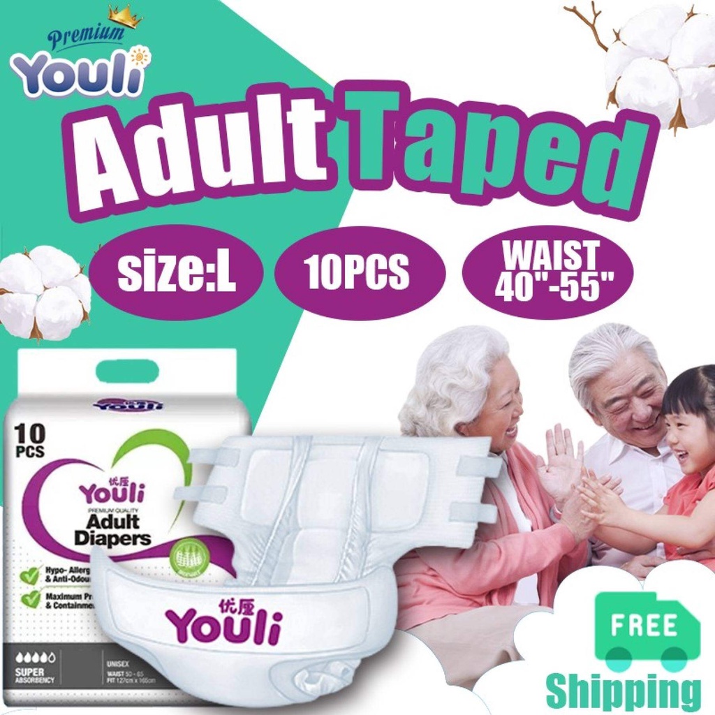 【On Sale】Youli Adult Diapers Large 10pcs Tape Diaper For Senior Women