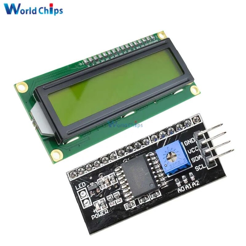 79m Iici2ctwispi Serial Interface Board Modulelcd1602 1602 Module Yellow Screen 16x2 Chara 1163