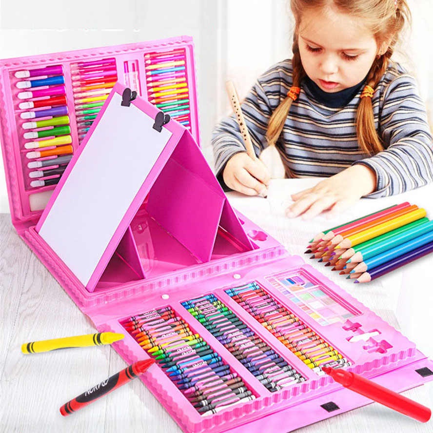 2024 208 PCS Kid Draw Set Colored Pencil Crayon Watercolors Pens ...