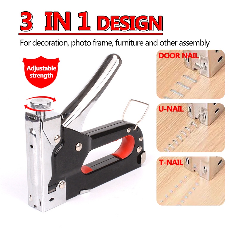 3 IN 1 Staple Gun Tacker Heavy Duty Nail Staple Nail Gun Set Manual