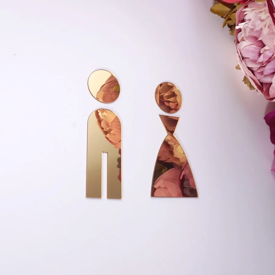 3D Acrylic Mirror Wooden Wedding Party Decoration Toilet Door Sign ...