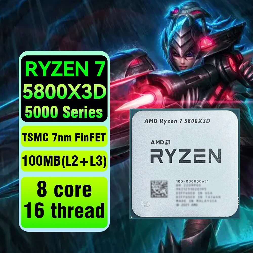 AMD Ryzen 7 5800X3D R7 5800X3D 3.4 GHz 8-Core 16-Thread CPU Processor 7NM  L3=96M 100-000000651 Socket AM4 No Fan