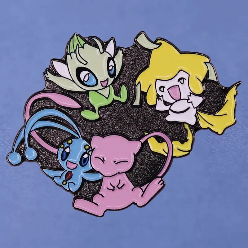 Pokemon Celebi And Mew Hard Enamel Pins Collect Kawaii Anime Elf Metal ...