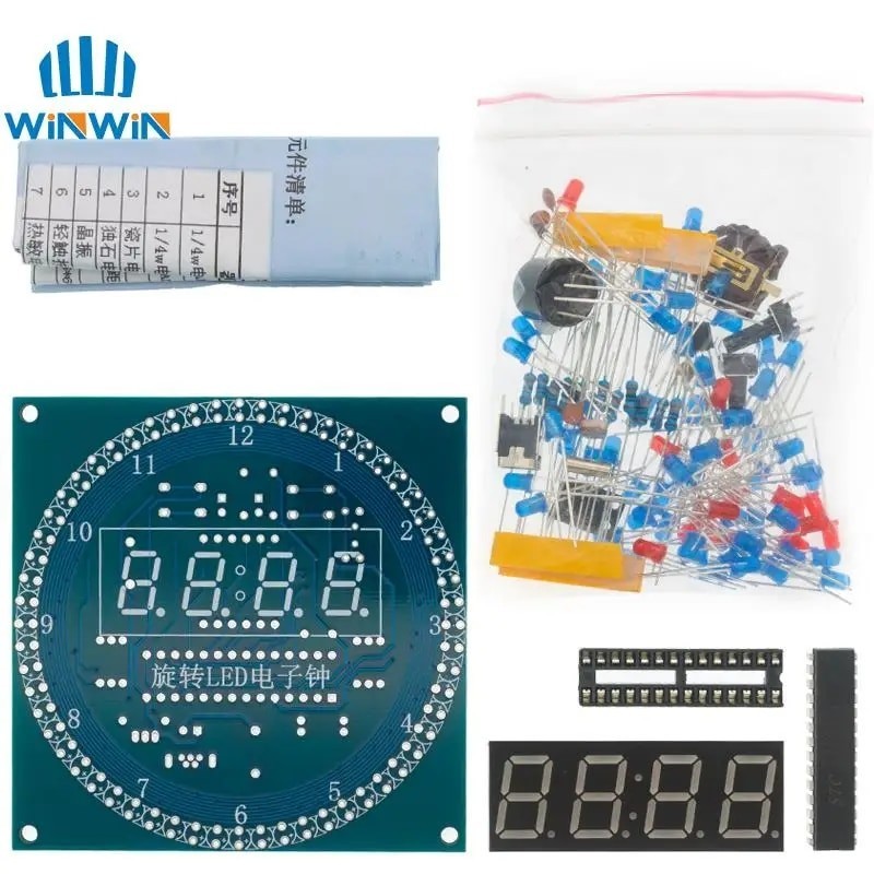DIY Rotating Digital LED Display Module Alarm Electronic Digital Clock ...